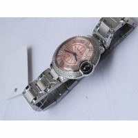 Ballon Bleu 33mm Diamond Bezel Pink & White Textured Dial Bracelet SWF