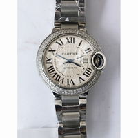 Ballon Bleu 33mm Diamond Bezel Pink & White Textured Dial Bracelet SWF
