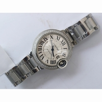 Ballon Bleu 33mm Diamond Bezel Pink & White Textured Dial Bracelet SWF