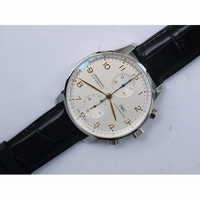 IWC Portuguese Chrono IW371445 Silver Dial Glod Marker Leather