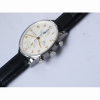 IWC Portuguese Chrono IW371445 Silver Dial Glod Marker Leather