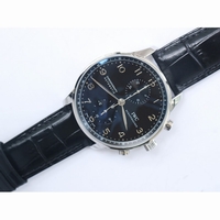 IWC Portuguese Chrono IW371447 Black Dial Silver Marker Black Leather