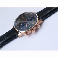 IWC Portuguese Chrono IW371415 RG Black Dial Gold Marker Leather
