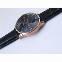 IWC Portuguese Chrono IW371415 RG Black Dial Gold Marker Leather