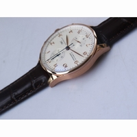 IWC Portuguese Chrono IW371480 RG Silver Dial Gold Marker Brown Leather