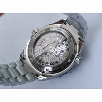 Planet Ocean 600M GMT 43.5mm Silver Markers Black Dial Bracelet A8605 Super Clone Free Rubber VSF