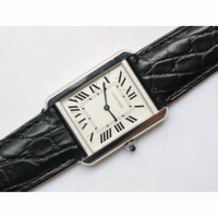 Tank Solo SS White Dial on Black Leather Strap Ronda Quartz