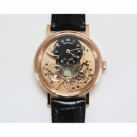 Tradition 7057BR/R9/9W6 RG Real PR 1:1 Best Edition Rose Gold Skeleton Dial on Black Leather Strap A507  SF