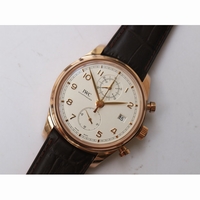 IW390301 Portugieser Chrono Classic 42mm RG White & Blue Dial Leather Strap A7750 ZF