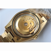 Rolex Day-Date Oyster Fluted YG Stick Markers Lattice Dial Bracelet BP SW