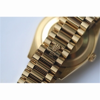 Rolex Day-Date Oyster Fluted YG Stick Markers Lattice Dial Bracelet BP SW
