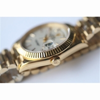 Rolex Day-Date Oyster Fluted YG Stick Markers Lattice Dial Bracelet BP SW