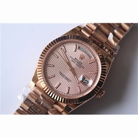 Rolex Day-Date Oyster Fluted RG Stick Markers Texture Pink Dial Bracelet BP SW