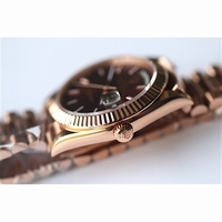 Rolex Day-Date Oyster Fluted RG Stick Markers Lattice Brown Dial Bracelet BP SW