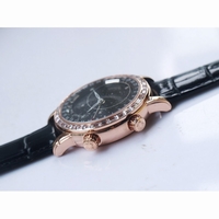 6104P Moon RG Diamond Bezel Blue Dial Leather Strap A240 AIF