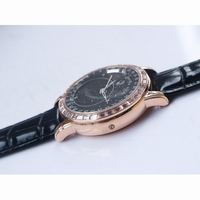 6104P Moon RG Diamond Bezel Blue Dial Leather Strap A240 AIF