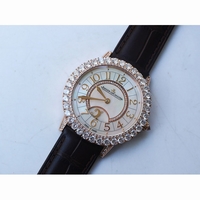 Rendez-Vous Night & Day RG Diamonds Bezel White MOP Dial Leather Strap A898 ZF