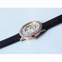 Rendez-Vous Night & Day RG Diamonds Bezel White MOP Dial Leather Strap A898 ZF