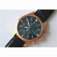 IWC Pilot Chrono 3777 RG 43mm Black Dial Leather V6F A7750