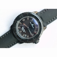 Fifty Fathoms PVD Dark Knight 1:1 Best Edition Black Dial on Sail-canvas Strap A1315 ZF
