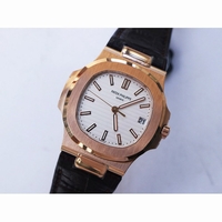 Nautilus 5711/1R RG White & Grey Textured Dial Brown Leater Strap 324CS Free box PPF V4