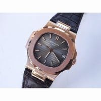 Nautilus 5711/1R RG White & Grey Textured Dial Brown Leater Strap 324CS Free box PPF V4
