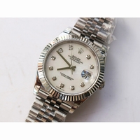 Rolex DateJust II 126234 36mm 904L Fluted Bezel Diamond Mark White MOP Dial Jubilee Bracelet BP A3235