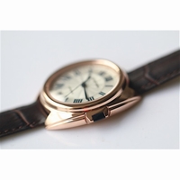 CLe DE CARTIER 35mm RG White Dial Leather V6F MYOTA 9015