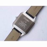 Cartier Santos SS Diamond Bezel Silver Dial Black Croco Strap Ronda Quartz
