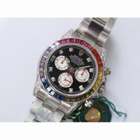 Daytona 116599RBOW Rainbow Crystal Black Dial Bracelet A4130 BLF