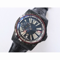 Excalibur DBEX0542 DLC Black Dial Black Leather Strap Micro Rotor Movement TBF