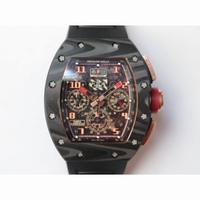 RM011 NTPT Carbon Case Chronograph 1:1 Best Edition Crystal Skeleton Dial Rubber Strap A7750 KVF 