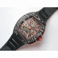 RM011 NTPT Carbon Case Chronograph 1:1 Best Edition Crystal Skeleton Dial Rubber Strap A7750 KVF 