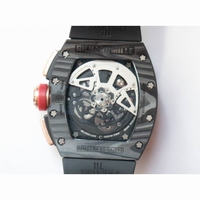 RM011 NTPT Carbon Case Chronograph 1:1 Best Edition Crystal Skeleton Dial Rubber Strap A7750 KVF 