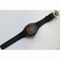 RM011 NTPT Carbon Case Chronograph 1:1 Best Edition Crystal Skeleton Dial Rubber Strap A7750 KVF 