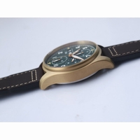 Pilot Chrono Spitfire IW387902 Bronzo Green Dial Brown Leather Strap A7750 ZF