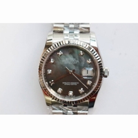 DateJust 36mm Black MOP Dial Diamonds Markers Bracelet BP A2836 