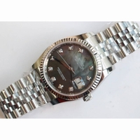 DateJust 36mm Black MOP Dial Diamonds Markers Bracelet BP A2836 
