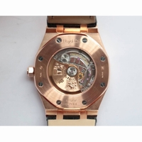 Royal Oak 41mm 15400 18K RG Wrapped Black Dial Leather Strap BP A3120 