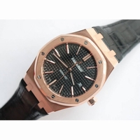 Royal Oak 41mm 15400 18K RG Wrapped Black Dial Leather Strap BP A3120 