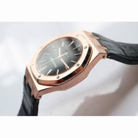 Royal Oak 41mm 15400 18K RG Wrapped Black Dial Leather Strap BP A3120 