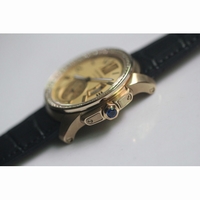 Calibre de Cartier YG Diamond Bezel Black Leather