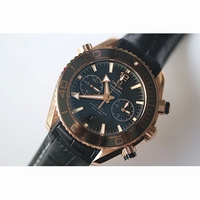 Omega Seamaster Chronometer Ceragold? RG 45mm Black Dial Leather "JHF" 