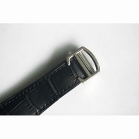 Calibre de Cartier SS White Dial Diamond Bezel Black Leather