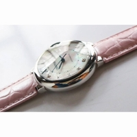 Ballon Bleu 36mm Pink MOP Dial Diamonds mark Leather strap SEIKO NH05A SWF