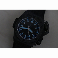 King Diver 48mm OceanGraphic 4000m Carbon Fiber Black Dial Blue Markers V6 A7750 Free Nylon Strap