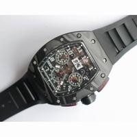 RM011 NTPT Carbon Case Chronograph 1:1 Best Edition Crystal Skeleton Dial White Rubber Strap A7750  KVF 