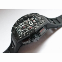 RM011 NTPT Carbon Case Chronograph 1:1 Best Edition Crystal Skeleton Dial White Rubber Strap A7750  KVF 