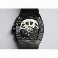 RM011 NTPT Carbon Case Chronograph 1:1 Best Edition Crystal Skeleton Dial White Rubber Strap A7750  KVF 