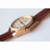Omega Aqua Terra 38mm RG Diamond Bezel White Dial Leather JHF A8501